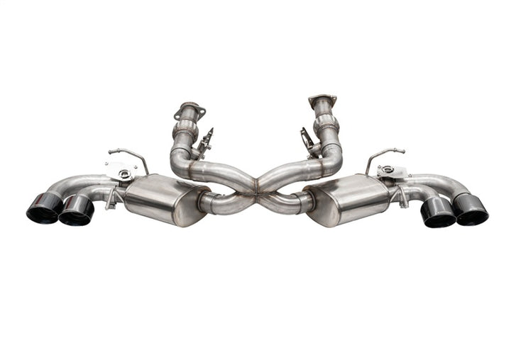 CORSA Performance 3in Valved Cat-Back Exhaust 4.5in Blk Quad Tips Fits 2020-2023 Chevrolet Corvette C8 Factory Perf Exhaust DeletesAFM