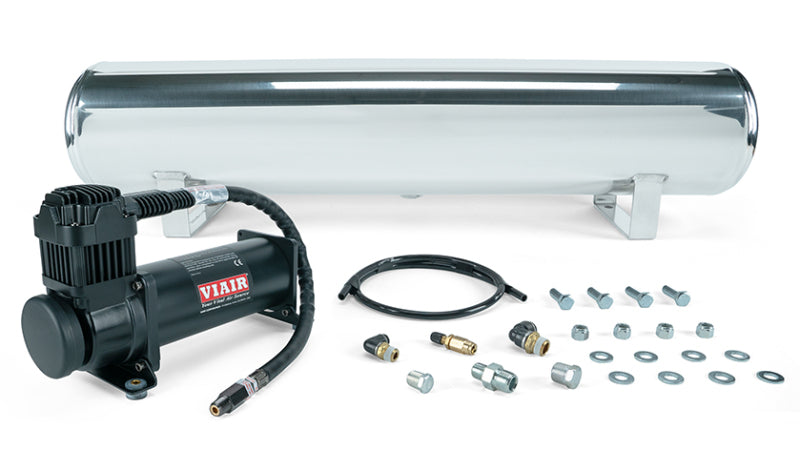 Air Lift Performance 4 Gal. Polished Tank with Viair 444b Black Compressor (Includes Fittings & Mounting Hardware)