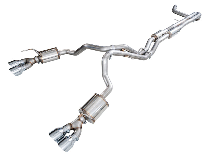 AWE 0FG Dual Exit Catback Exhaust - Cadillac Escalade 6.2L 2021-2026, 5in Chrome Silver Tips