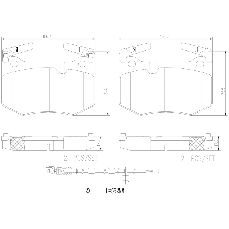 Brembo Brake Pad NAO Rear Lexus RC F and Lexus GS F 2016-2020 Rear NAO Brake Pad