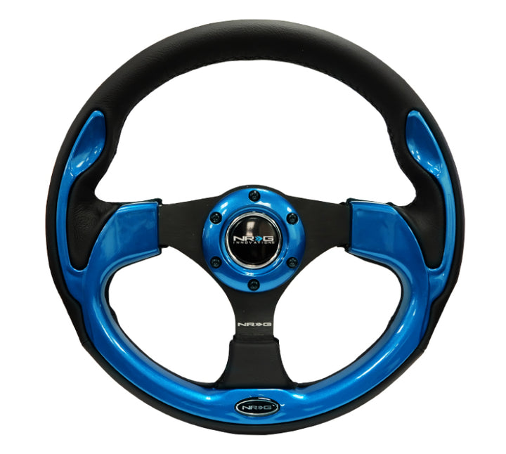 NRG Reinforced Steering Wheel 320mm Black with Blue Trim - OneFastShop