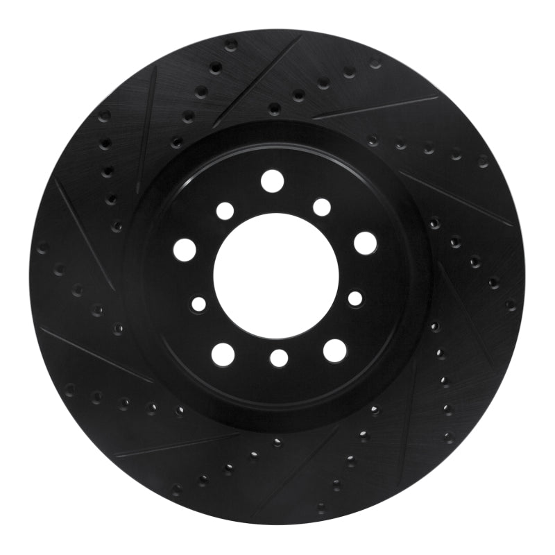 R1 Concepts eLINE Front Right Drilled & Slotted Brake Rotor - BMW M3 (E46) 2001-2006 - Black