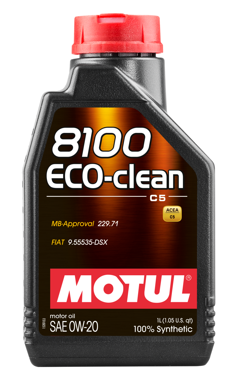 Motul 1L Synthetic Engine Oil 8100 Eco-Clean 0W20 Fuel Economy Lubricant for Gasoline and Diesel Engines