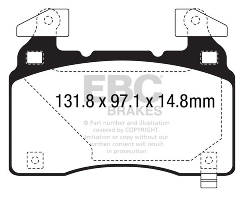 EBC Yellowstuff Front Brake Pads for 14+ Cadillac CTS Vsport 3.6 Twin Turbo