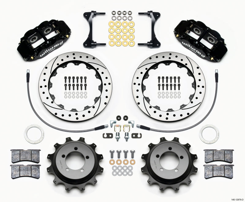 Wilwood FNSL4R Black Caliper Drilled/Slotted Rear Big Brake Kit - Subaru WRX / Impreza 1999-2008
