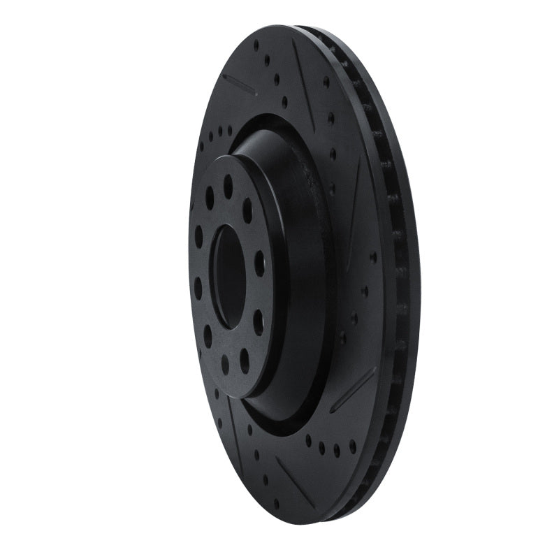 R1 15-25 Volkswagen GTI Rear Right Drilled And Slotted Black Brake Rotor