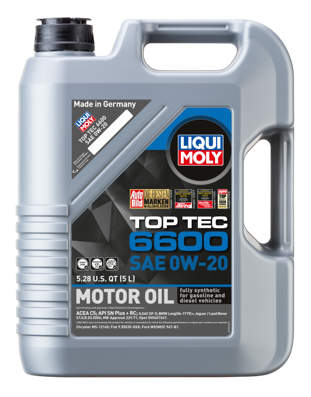 LIQUI MOLY 5L Top Tec 6600 Motor Oil SAE 0W20 for Acura 2013-2025, BMW 2012-2025