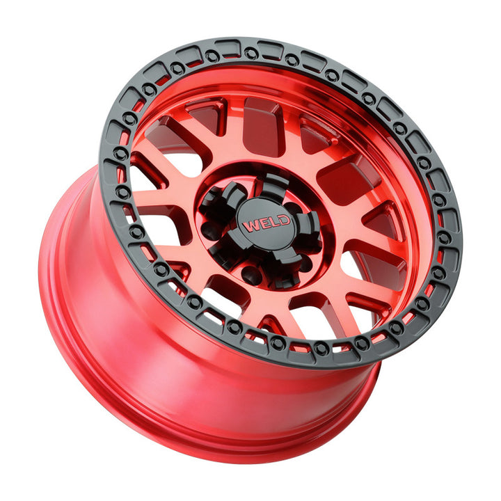 Weld Off-Road W133 17X9 Cinch Wheel 6X135 6X139.7 ET-12 BS4.50 Candy Red Satin Black Ring 106.1 (133)