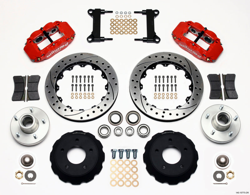 Wilwood Narrow Superlite 6R Front Hub Kit 13.06in Drill Red for Chevy C-10 60-87 with CPP Drop Spindle