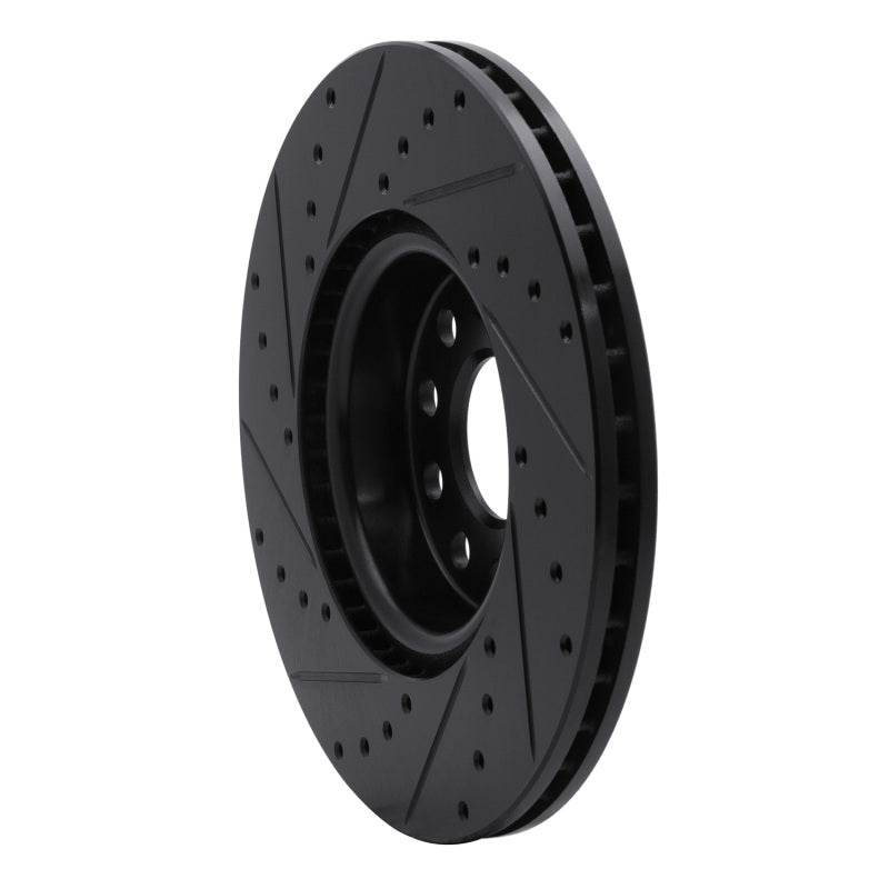 R1 2005-2025 Audi A3 Quattro Front Right Drilled And Slotted Black Brake Rotor
