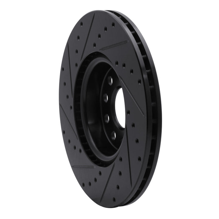 R1 2005-2025 Audi A3 Quattro Front Right Drilled And Slotted Black Brake Rotor