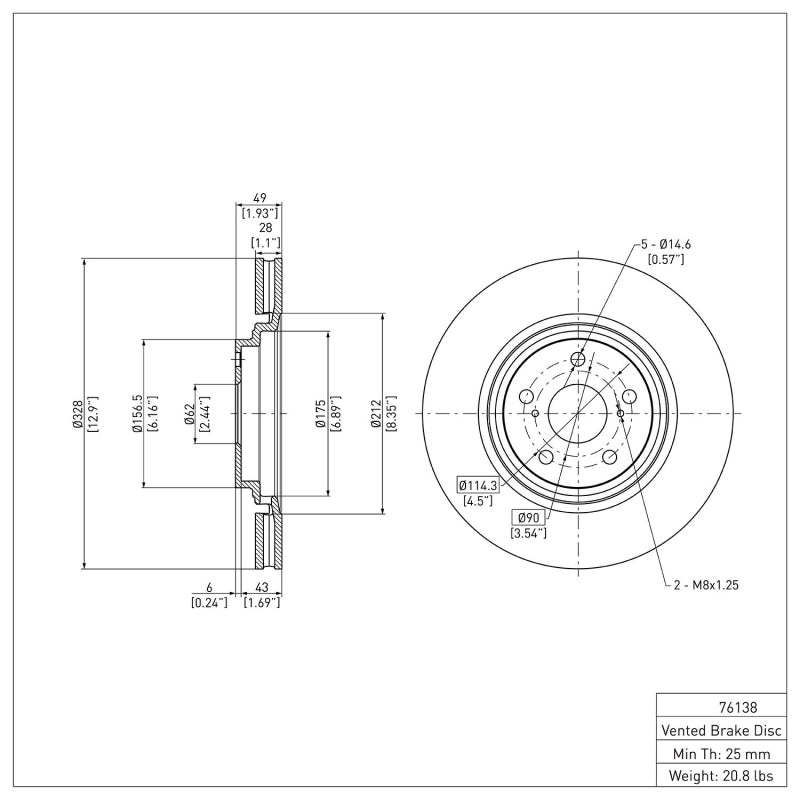 DFC 08-21 Lexus NX200T Front Brake Rotor DFC Front Brake Rotor