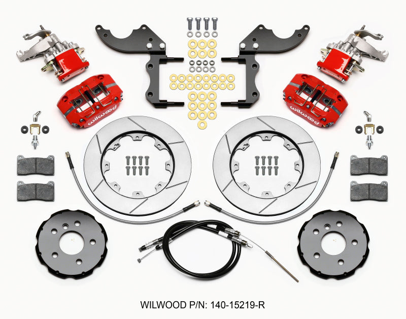 Wilwood Dynapro Radial4 / MC4 Rear Kit 12.19 Red for 2014-2015 Mini Cooper with Lines and Cables - OneFastShop