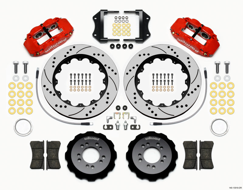 Wilwood Hat Kit Narrow Superlite 6R Front 14.00 Inch Drill Red 2013-Up Ford Focus ST with Lines