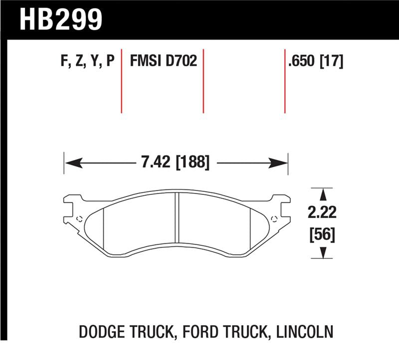 HawkDodge B1500 Van Durango/1500 Pickup/1500 Van Ford/Lincoln LTS Street Front & Rear Brake Pad - OneFastShop