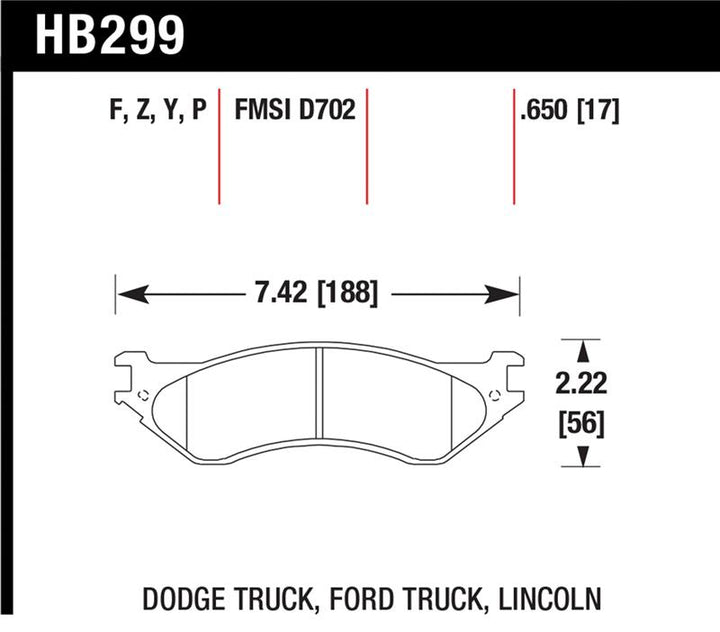HawkDodge B1500 Van Durango/1500 Pickup/1500 Van Ford/Lincoln LTS Street Front & Rear Brake Pad - OneFastShop