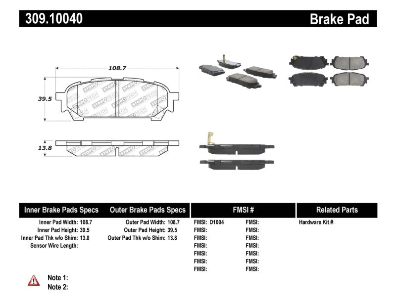 StopTech Performance 03-05 WRX Rear Brake Pads for Subaru WRX 2003-2005 - OneFastShop