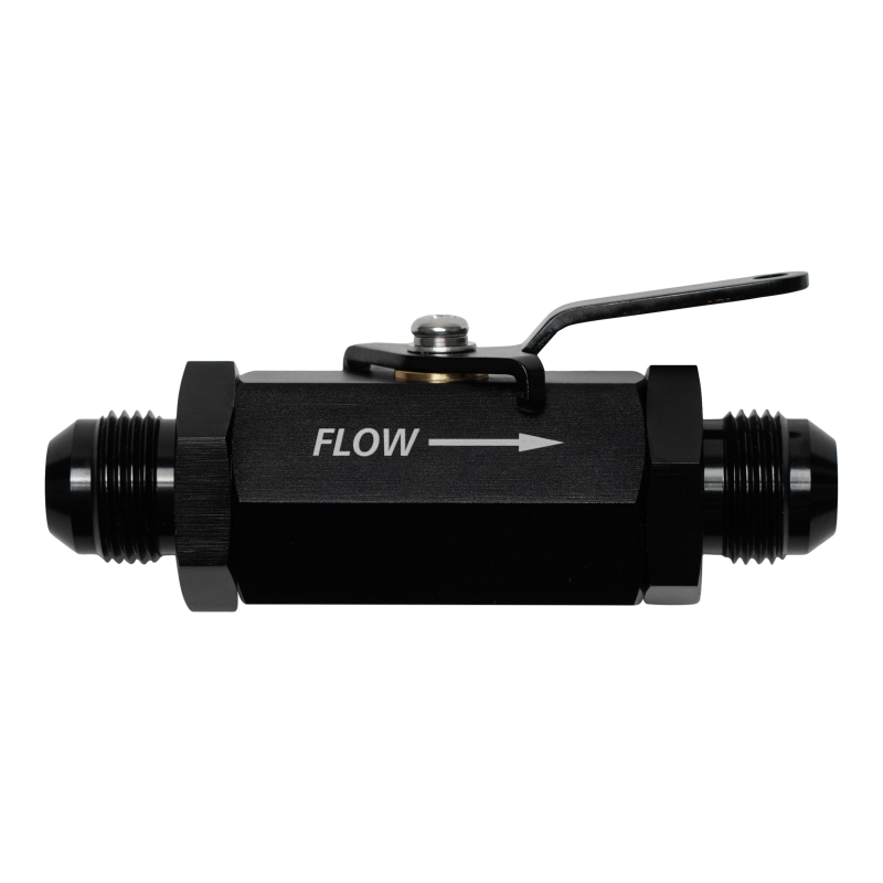 DeatschWerks 8AN Fuel Shutoff Valve - 8AN Male Flare Both Ends, Anodized Matte Black