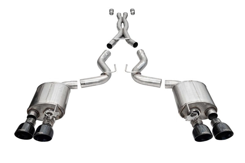 Corsa Xtreme Valved Cat-Back Exhaust - Ford Mustang Shelby GT500 (S550) 2020-2022 - Black PVD Slash Tips