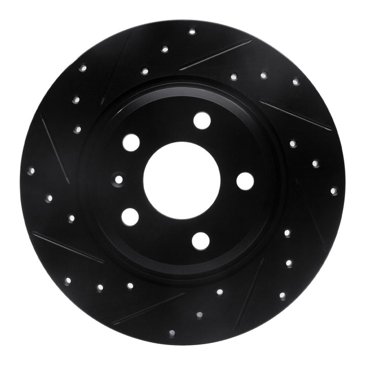 R1 09-25 Audi A4 Left Drilled And Slotted Black Brake Rotor