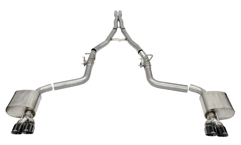 CORSA Performance 2.75in Valved Cat-Back Exhaust for 15-23 Dodge Challenger SRT Hellcat Demon Redeye with Twin 3.5in Polished Black Tips