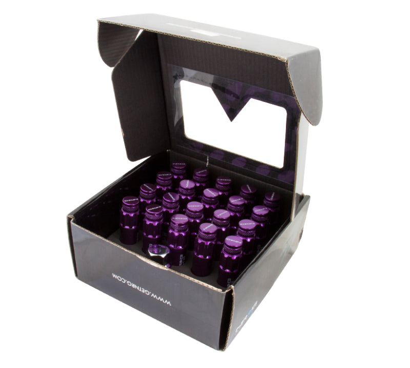NRG 700 Series M12 X 1.5 Steel Lug Nut Dust Cap Set (21 Pack) With Locks Purple
