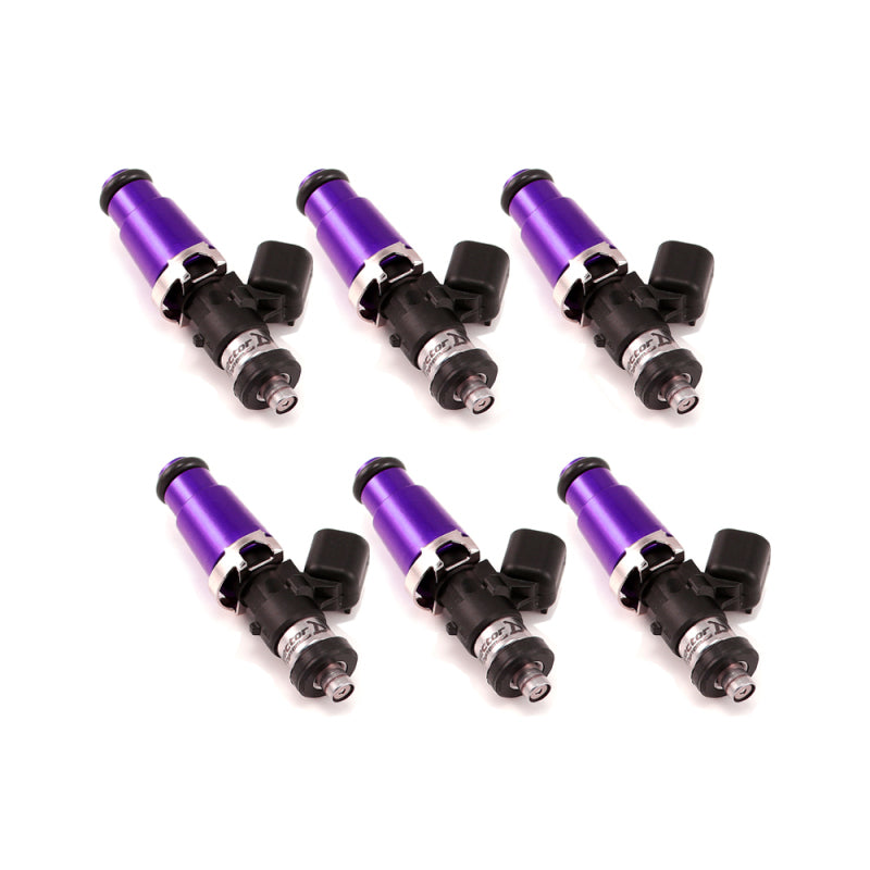 Injector Dynamics ID1750-XDS Fuel Injectors - 60mm, 14mm Purple Top Adapter, Denso Lower Cushion - Set of 6