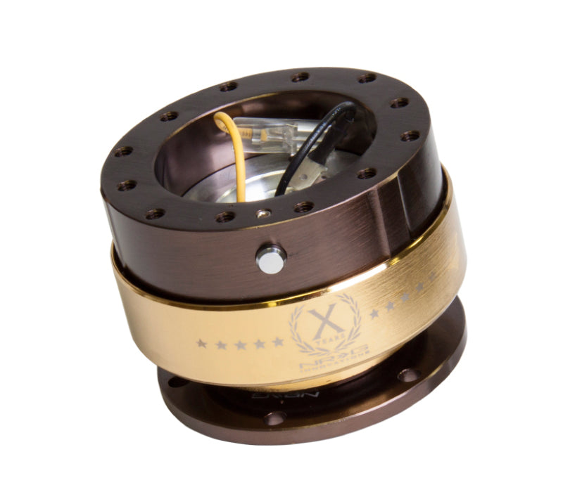 NRG Quick Release Gen 2.0 Steering Wheel Adapter - Bronze with Chrome Gold Ring, image 2