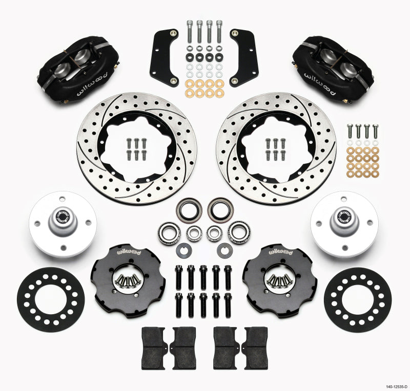 Wilwood Forged Dynalite Front Kit 10.75in Drilled Red for 64-65 Mustang 6 Cylinder 4-lug - OneFastShop