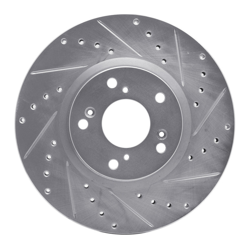 R1 Concepts eLine Front Right Drilled & Slotted Brake Rotor - Honda Civic Si / Acura RSX Type-S 2002-2015 - Silver