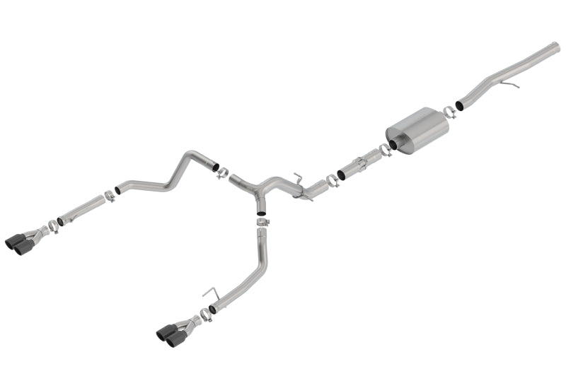 Borla Catback Exhaust with Black Chrome Tips for Chevrolet Silverado/GMC Sierra 1500 6.2L SS ATAK - OneFastShop