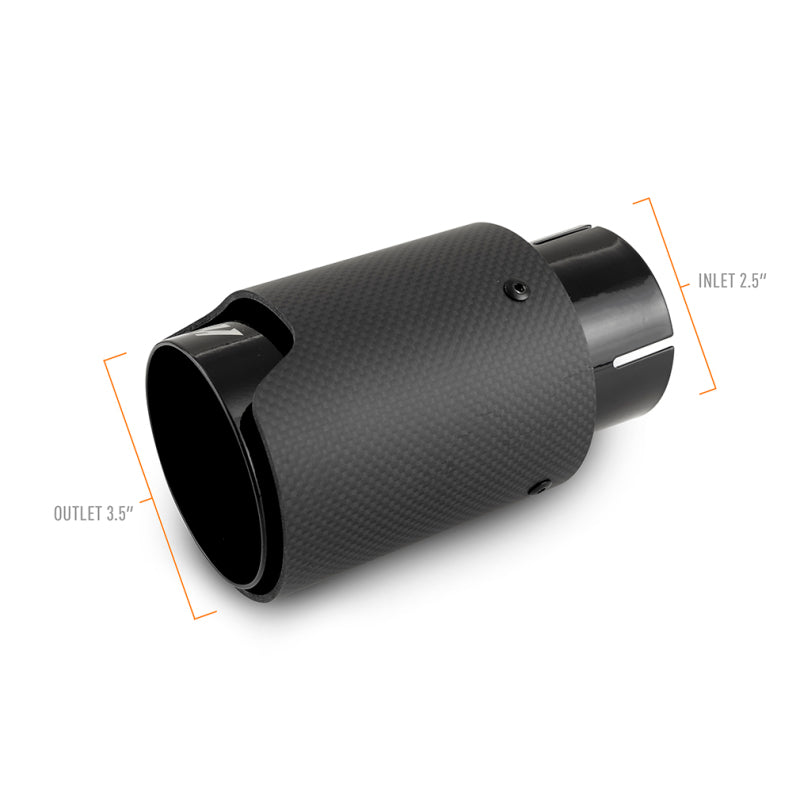 Mishimoto Carbon Exhaust Tip - 2.5in Inlet / 3.5in Outlet - Black