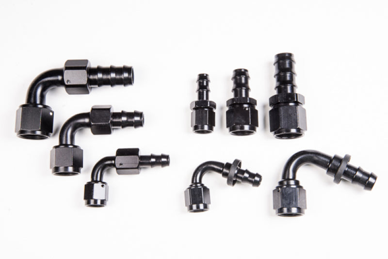 Radium Engineering 6AN 120Deg Pushlok Hose End - Black Anodized Aluminum
