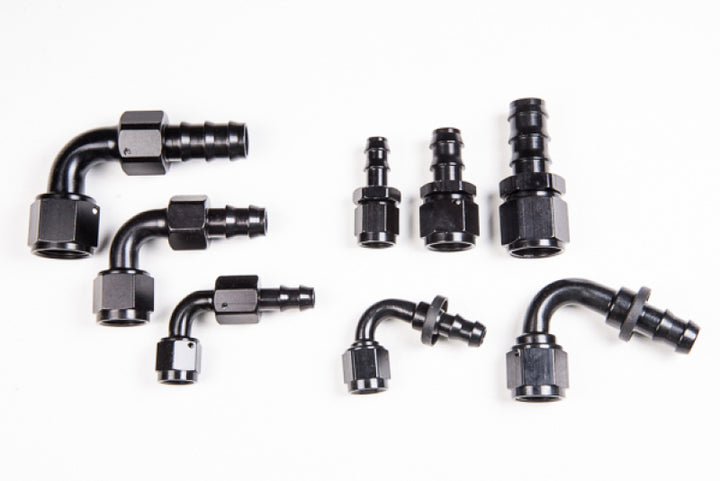 Radium Engineering 6AN 120Deg Pushlok Hose End - Black Anodized Aluminum