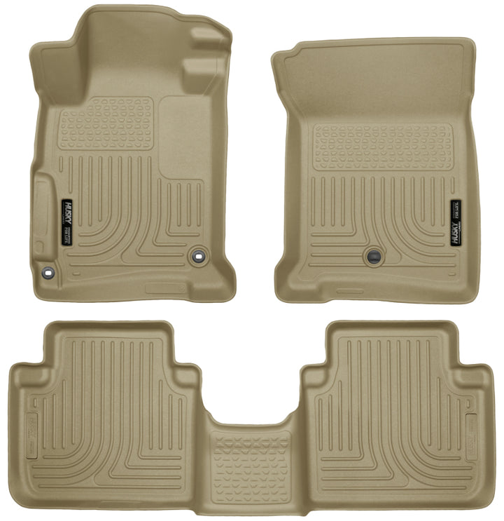 Husky Liners WeatherBeater Tan Front & 2nd Seat Floor Liners for 2013-2017 Honda Accord 4-Door Sedan - OneFastShop