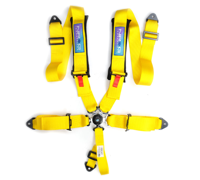 NRG 5PT 3in. Seat Belt Harness with Cam Lock in Yellow - OneFastShop