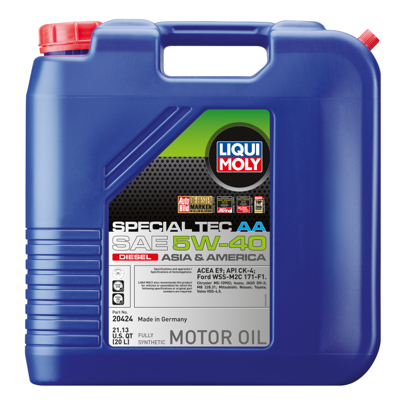 LIQUI MOLY 20L Special Tec AA Motor Oil SAE 5W40 Diesel for Chevrolet Express 2500/3500, Silverado 2500/3500, Dodge Ram 2500/3500 - OneFastShop