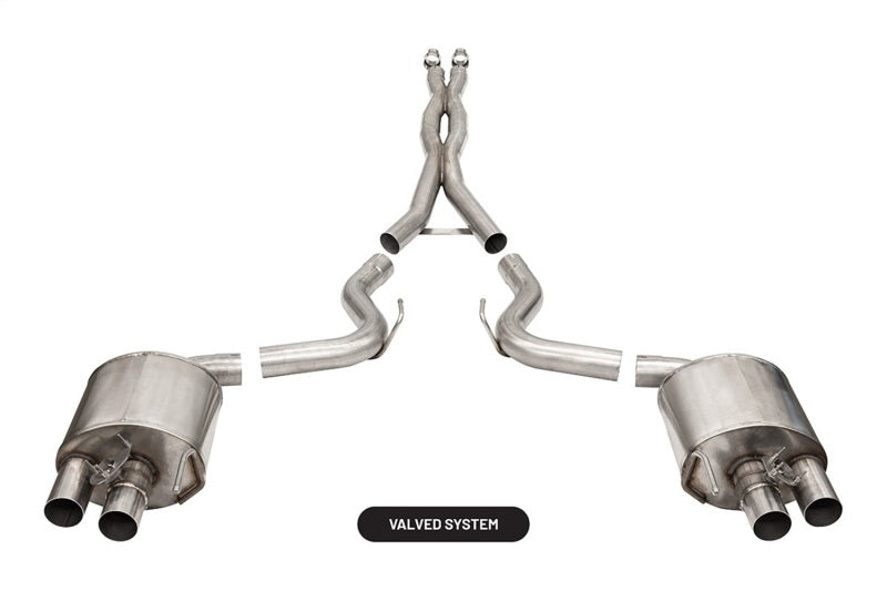 CORSA Performance Dual Rear Cat-Back Exhaust 2015-2020 Ford Mustang GT350/R 5.2L V8 Stainless Steel Dual Rear Exit
