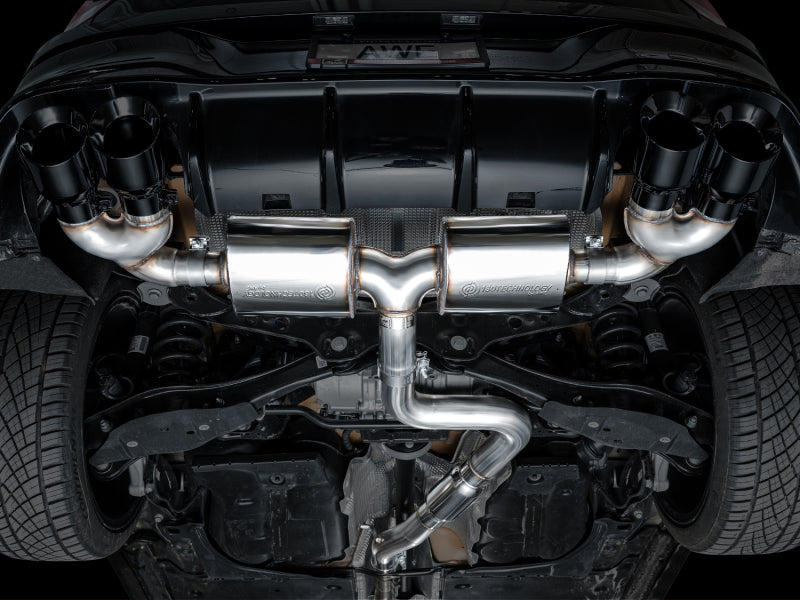 AWE Touring Edition Quad Exhaust - 3in, Diamond Black Tips for Volkswagen Golf R MK8