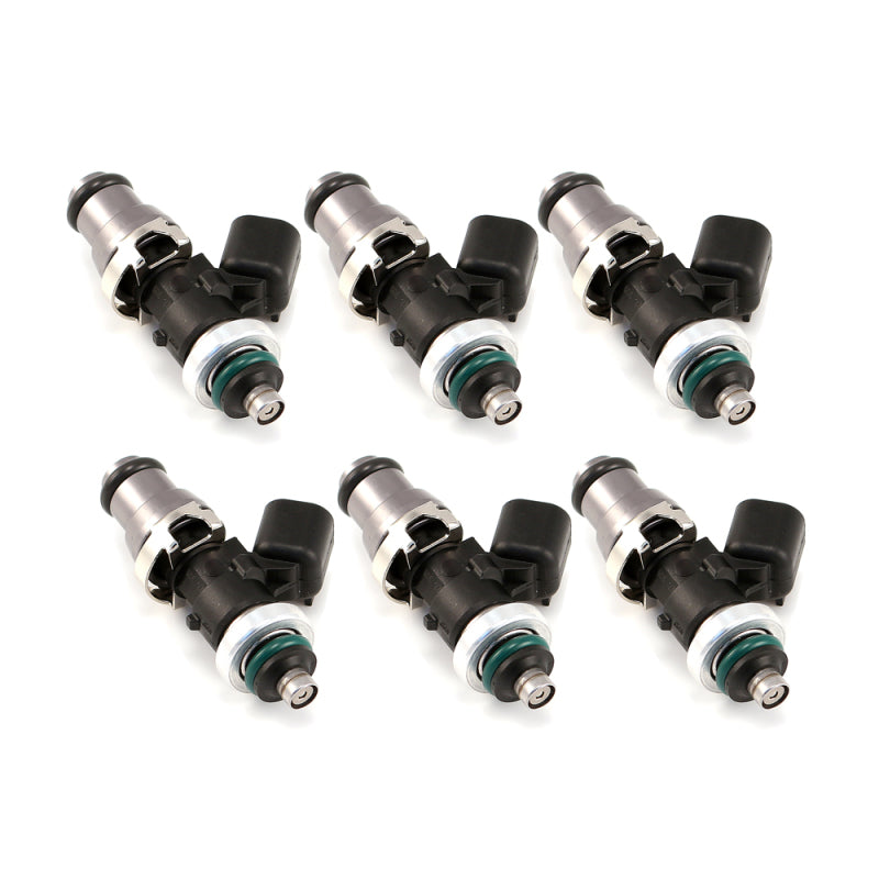 Injector Dynamics ID1050-XDS Fuel Injectors - 48mm, 14mm Grey Top Adapter, R35 Lower Spacer - Set of 6