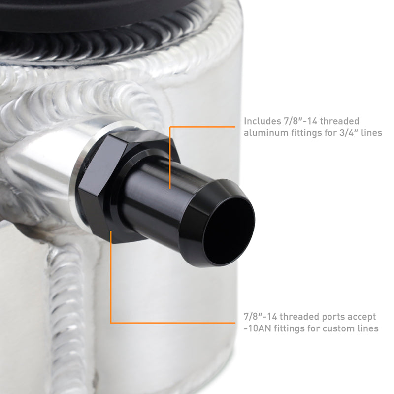 Mishimoto Universal Aluminum Coolant Expansion Tank - Brushed for Toyota 4Runner, FJ Cruiser, Land Cruiser, Sequoia, Tacoma, and Tundra