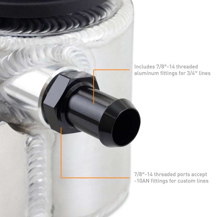 Mishimoto Universal Aluminum Coolant Expansion Tank - Brushed for Toyota 4Runner, FJ Cruiser, Land Cruiser, Sequoia, Tacoma, and Tundra