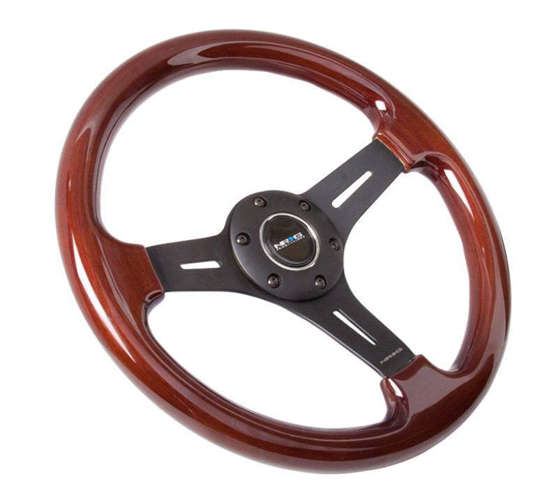 NRG Classic Wood Grain Steering Wheel with Matte Black 3-Spoke Center