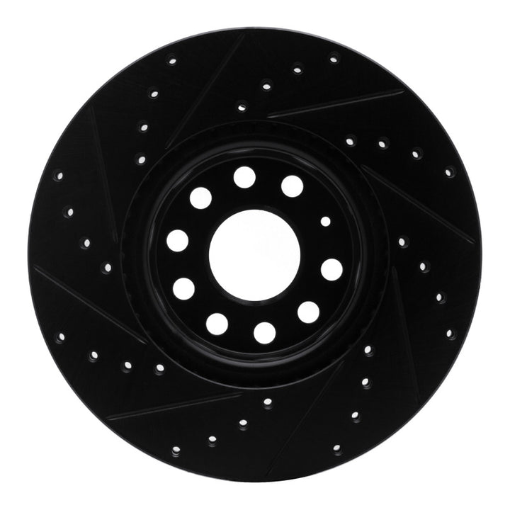 R1 2005-2025 Audi A3 Quattro Front Right Drilled And Slotted Black Brake Rotor
