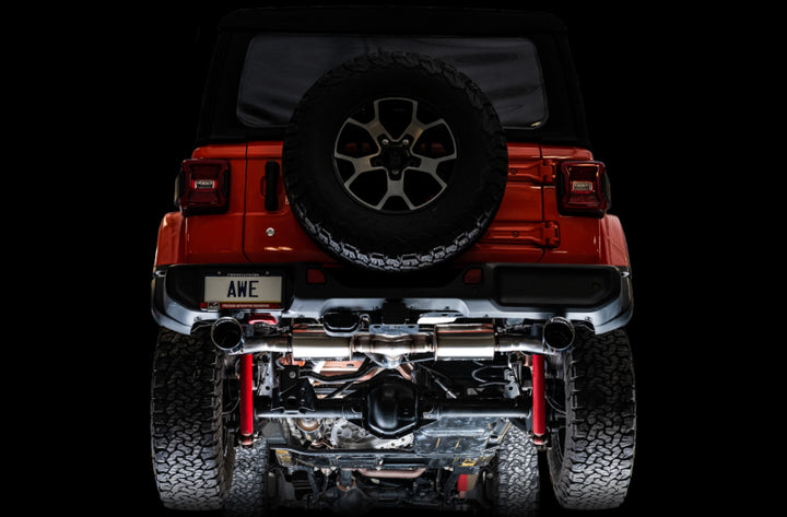 AWE Tuning Tread Edition Axle-Back Exhaust - Diamond Black Tips for 2018+ Jeep Wrangler JL/JLU - OneFastShop