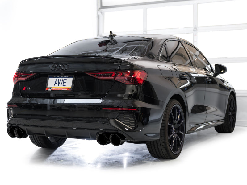 AWE Track Edition Exhaust - Diamond Black Tips for 22-24 Audi 8Y S3 - OneFastShop