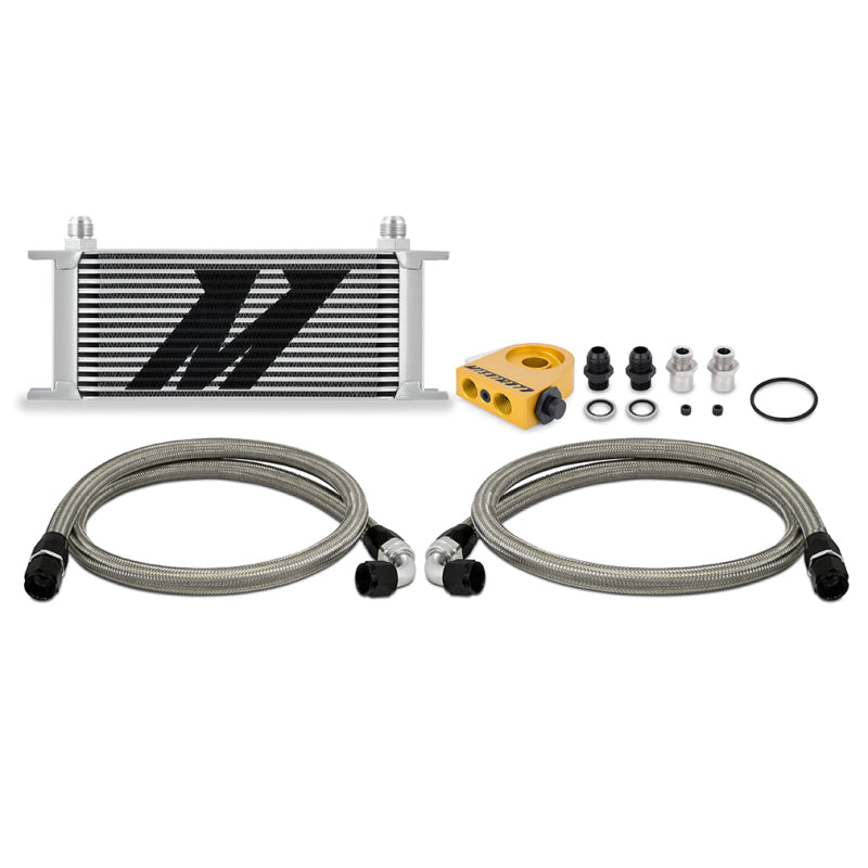 Mishimoto Oil Cooler Kit 16 Row Thermostat Silver Universal - OneFastShop