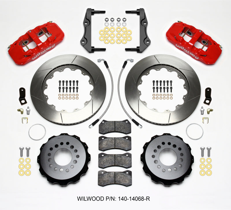 Wilwood AERO4 Rear Kit 14.25in Red for 2014-Up Dodge Challenger - OneFastShop