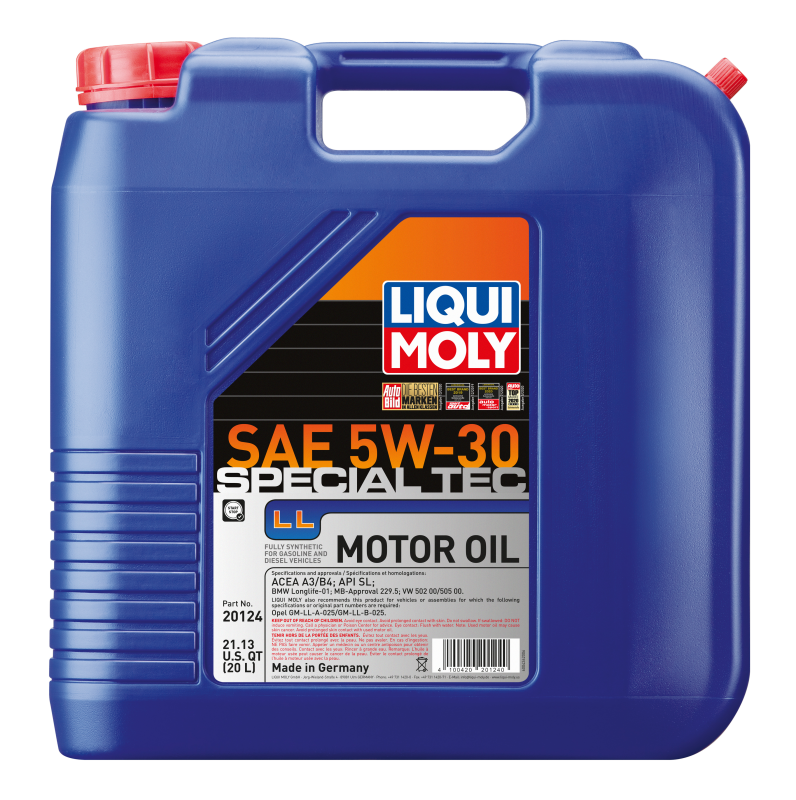 LIQUI MOLY 20L Special Tec LL Motor Oil SAE 5W30 - Fully Synthetic All-Season Oil for Gasoline and Diesel Vehicles