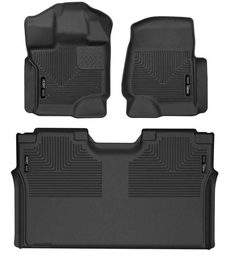 Husky Liners 15-23 Ford F-150 SuperCrew Cab X-Act Contour Front & 2nd Row Seat Floor Liners - Black.